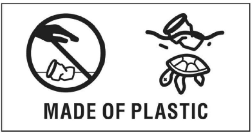 Kennzeichnung gemäß der SUP-Richtlinie (Single Use Plastic).